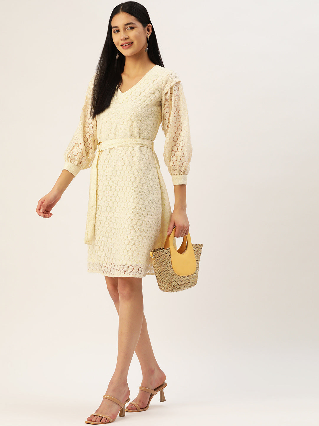Women Off-White A-Line Cotton Dress ( JND 1011Cream )