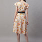 Women Orange Printed A-Line Dresses With Belt