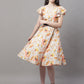 Women Orange Printed A-Line Dresses With Belt