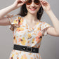Women Orange Printed A-Line Dresses With Belt