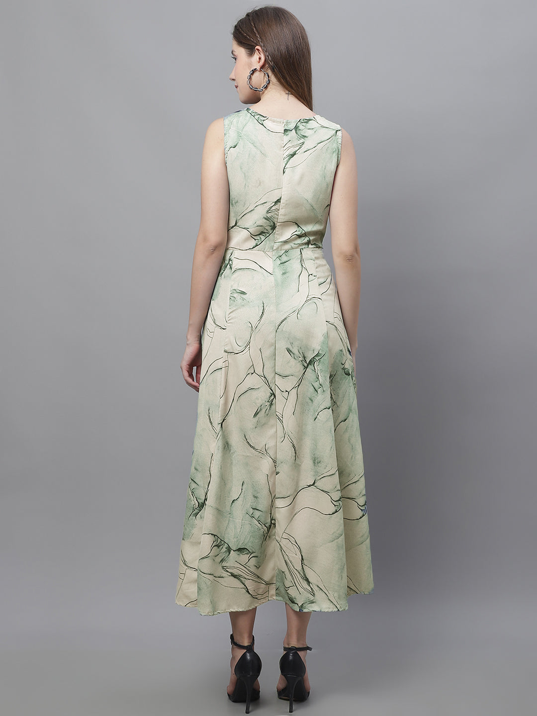 Women Green Printed A-Line Dresses