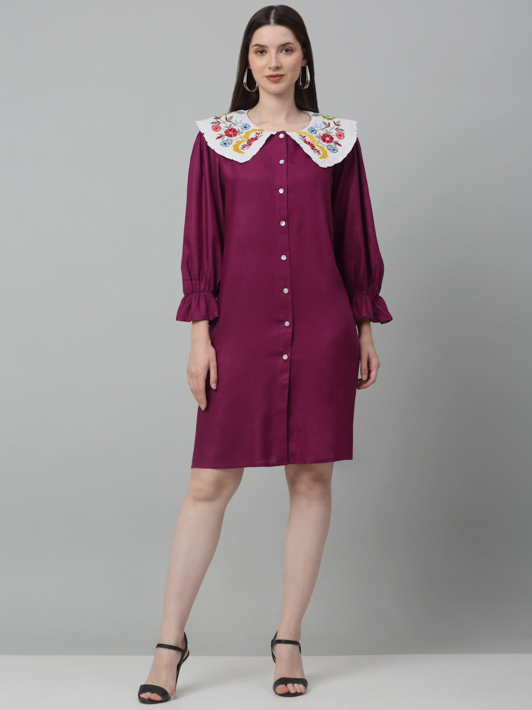 Women's Floral Embroidered A-line  Dress