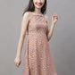 Women Peach Floral Printed A-Line Dresses