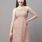 Women Peach Floral Printed A-Line Dresses