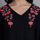 Women's Black Floral Embroidered A-line Dress ( JND 1024 Black )