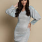 Shimmer Puff Sleeves bodycon dress ( JND 1025 Blue )