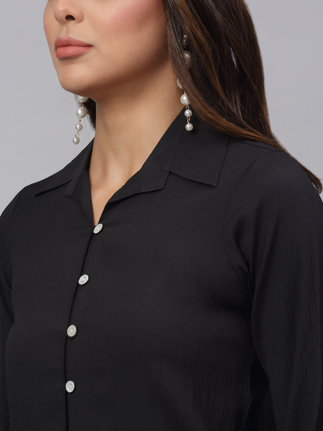 Women Black Solid Shirt