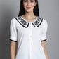 Embroidered Peter Pan Collar Top ( JNT 2018 White )