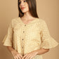 Embroidered Cotton V-Neck Top for Women ( JNT 2020Beige )