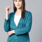 Jompers Women Teal Blue Solid Single-Breasted Smart Casual Blazer ( JOB 6001 Blue )