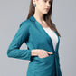 Jompers Women Teal Blue Solid Single-Breasted Smart Casual Blazer ( JOB 6001 Blue )