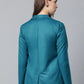 Jompers Women Teal Blue Solid Single-Breasted Smart Casual Blazer ( JOB 6001 Blue )