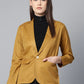 Jompers Women Mustard Solid Single-Breasted Smart Casual Blazer ( JOB 6001 Mustard )