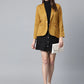 Jompers Women Mustard Solid Single-Breasted Smart Casual Blazer ( JOB 6001 Mustard )