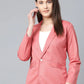 Jompers Women Peach Solid Single-Breasted Smart Casual Blazer ( JOB 6001 Peach )