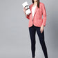 Jompers Women Peach Solid Single-Breasted Smart Casual Blazer ( JOB 6001 Peach )