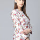 Jompers Women Grey & Pink Satin Floral Print Single-Breasted Casual Blazer ( JOB 6002 Grey )