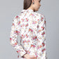 Jompers Women Grey & Pink Satin Floral Print Single-Breasted Casual Blazer ( JOB 6002 Grey )