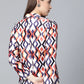 Jompers Women Multi-Coloured Satin Finish Printed Single-Breasted Blazer ( JOB 6002 Orange )