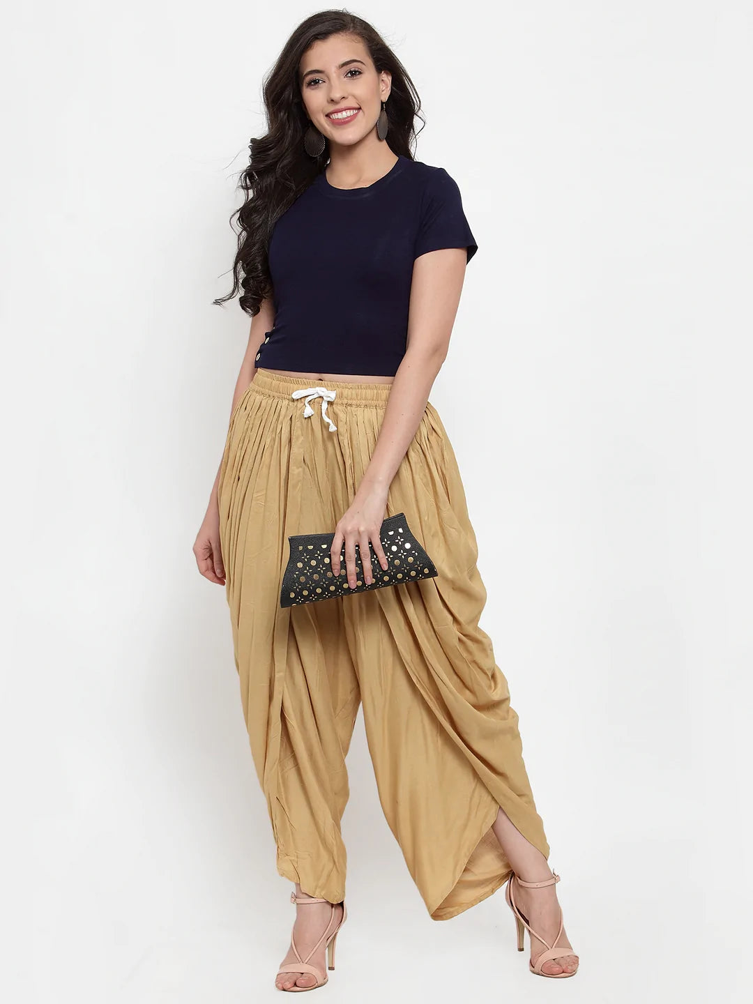 Jompers Women Beige Solid Dhoti (JOD 2129 Beige)