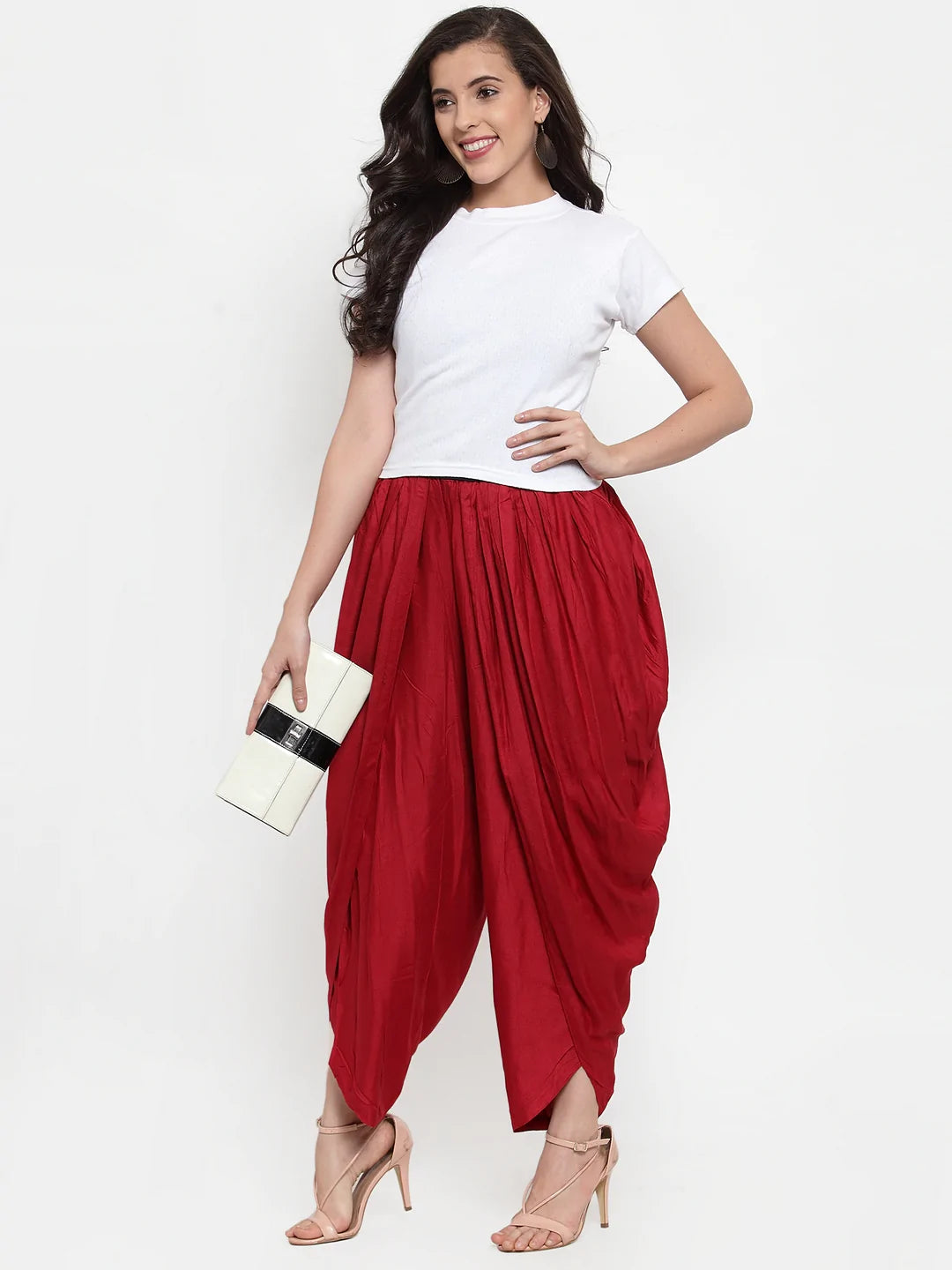 Jompers Women Maroon Solid Dhoti (JOD 2129 Maroon)