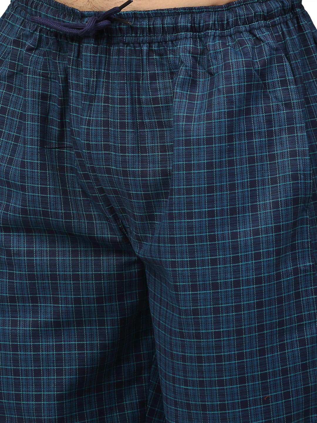 Jainish Men's Blue Cotton Checked Track Pants ( JOG 017Blue )