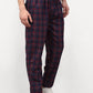 Jainish Men's Blue Cotton Checked Track Pants ( JOG 018Blue-Red )