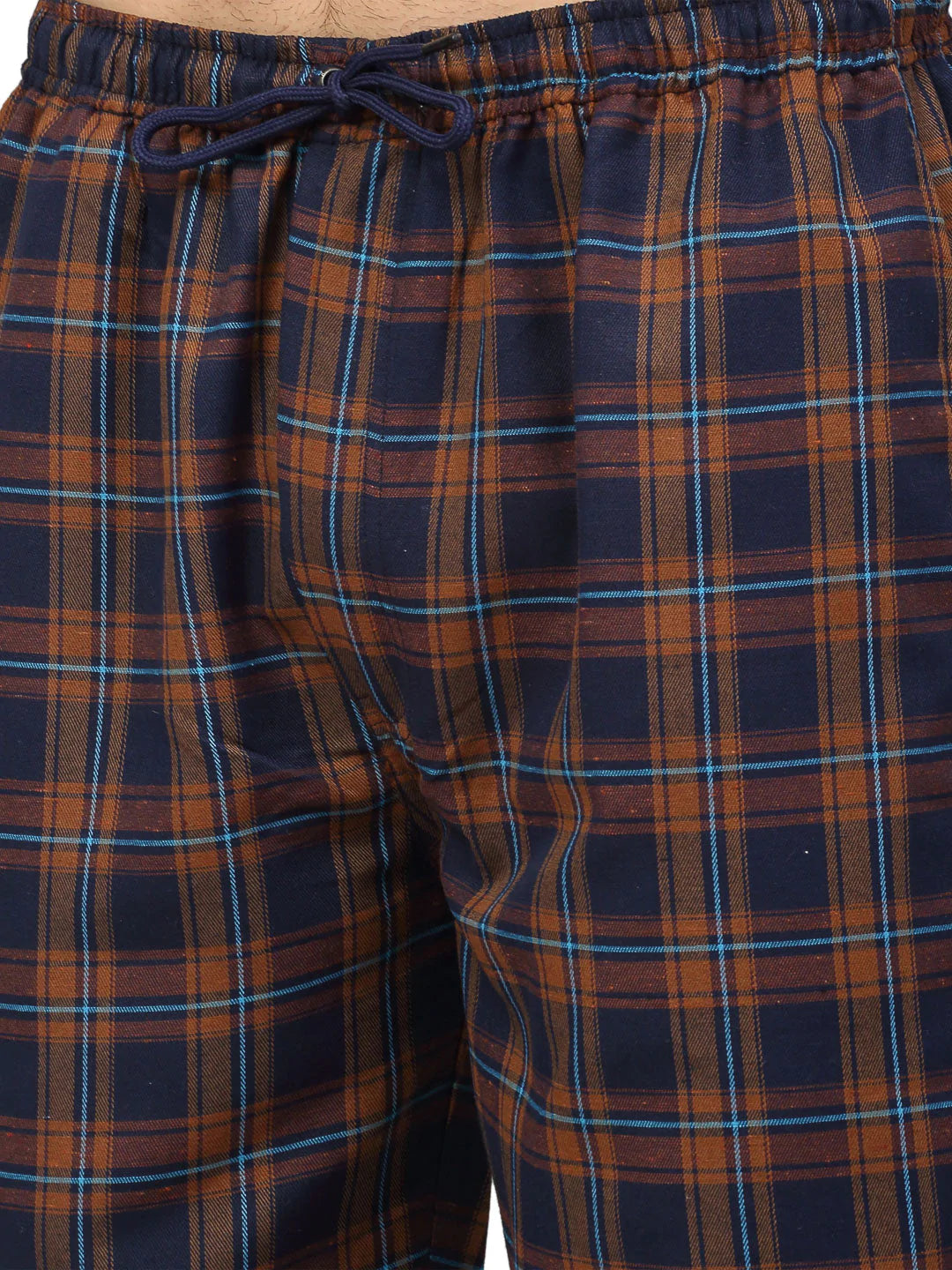 Jainish Men's Orange Cotton Checked Track Pants ( JOG 018Orange-Blue )