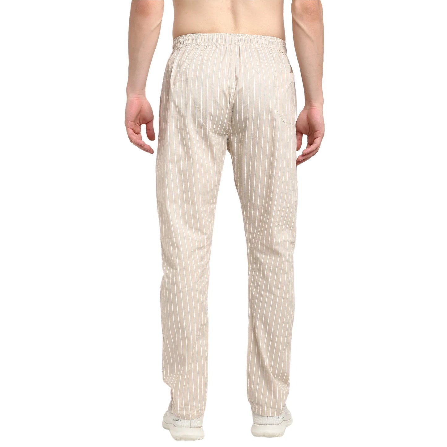 Jainish Men's Beige Cotton Striped Track Pants ( JOG 020Cream )