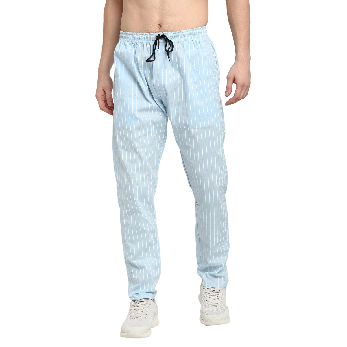 Jainish Men's Blue Cotton Striped Track Pants ( JOG 020Sky )