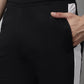 Men's Black and White Striped Streachable Lycra Trackpants
