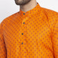 Jompers Men's Orange Printed Kurta Payjama Sets ( JOKP 627 Orange )