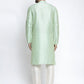 Jompers Men's Green Solid Dupion Silk Kurta Payjama Set ( JOKP 636 Green )