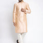 Jompers Men's Peach Solid Dupion Silk Kurta Only( KO 636 Peach )