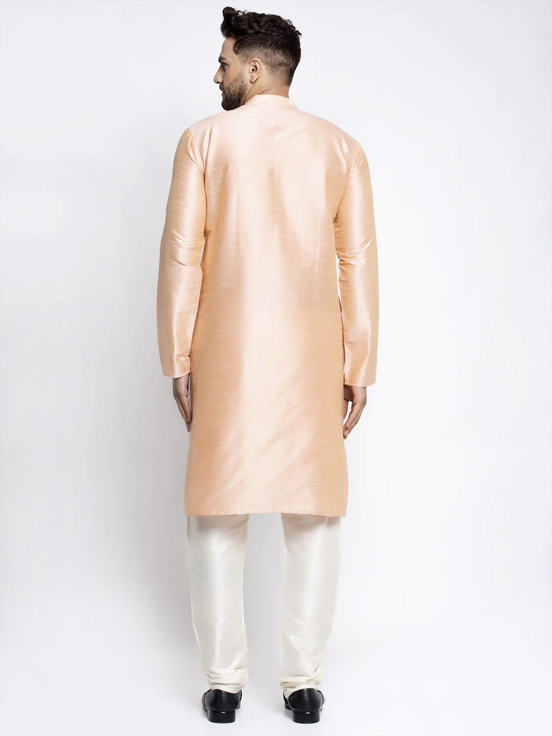 Jompers Men's Peach Solid Dupion Silk Kurta Only( KO 636 Peach )