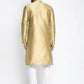 Jompers Men Mustard & White Woven Design Kurta with Pyjamas ( JOKP 637 Mustard )