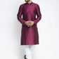 Jompers Men Purple & White Woven Design Kurta with Pyjamas ( JOKP 637 Purple )