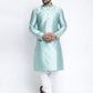 Jompers Men Sky Blue & White Woven Design Kurta with Pyjamas ( JOKP 637 Sky )