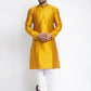 Jompers Men Yellow & White Woven Design Kurta with Pyjamas ( JOKP 637 Yellow )