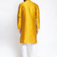 Jompers Men Yellow & White Woven Design Kurta with Pyjamas ( JOKP 637 Yellow )