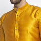 Jompers Men Yellow & White Woven Design Kurta with Pyjamas ( JOKP 637 Yellow )