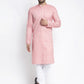 Jompers Men Pink & White Self Design Kurta with Pyjamas ( JOKP 638 Coral )