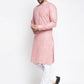 Jompers Men Pink & White Self Design Kurta with Pyjamas ( JOKP 638 Coral )