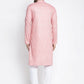 Jompers Men Pink & White Self Design Kurta with Pyjamas ( JOKP 638 Coral )