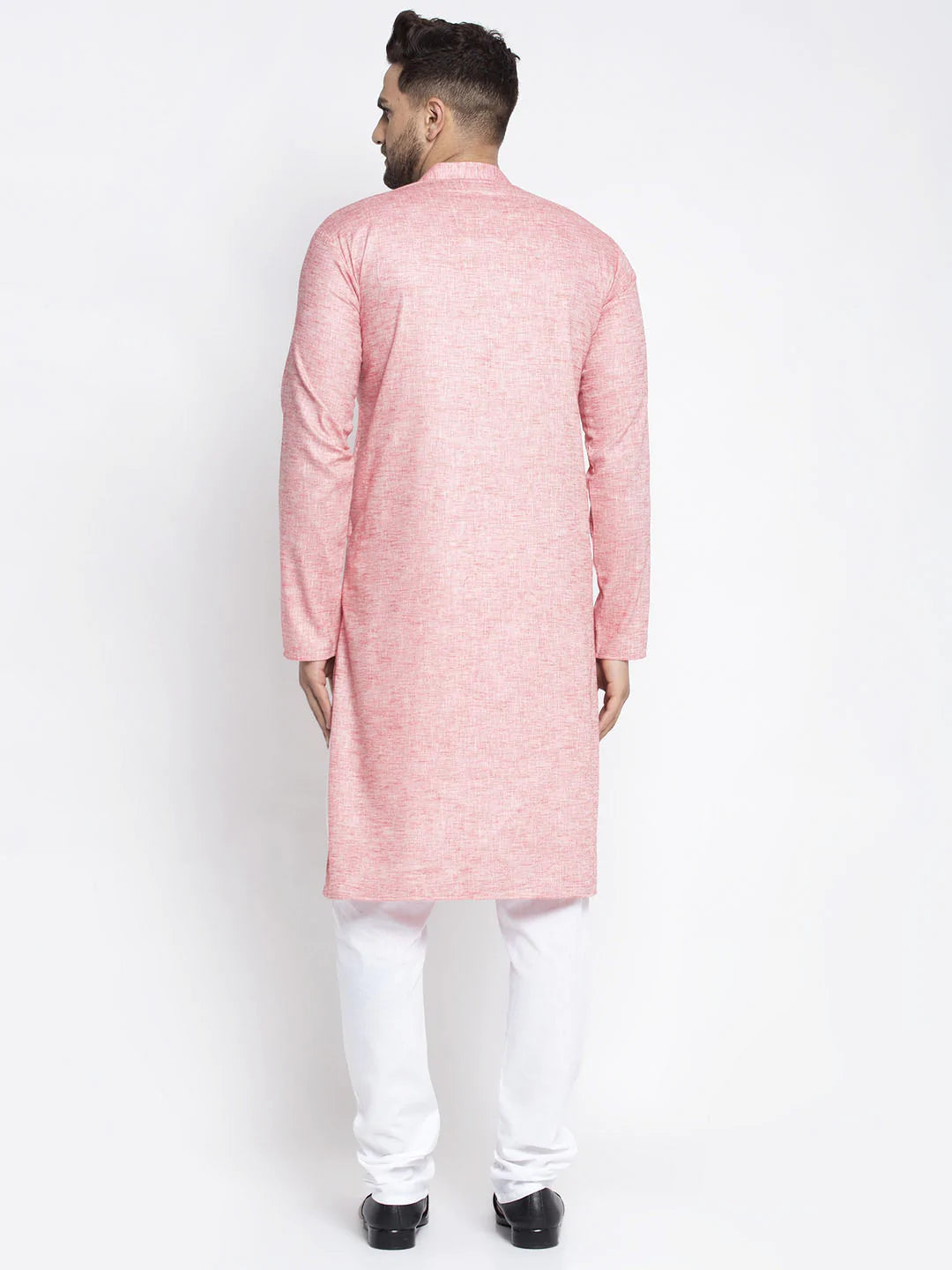 Jompers Men Pink & White Self Design Kurta with Pyjamas ( JOKP 638 Coral )