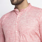 Jompers Men Pink & White Self Design Kurta with Pyjamas ( JOKP 638 Coral )