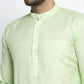 Jompers Men Green & White Self Design Kurta with Pyjamas ( JOKP 638 Green )