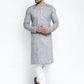 Jompers Men Grey & White Self Design Kurta with Pyjamas ( JOKP 638 Grey )
