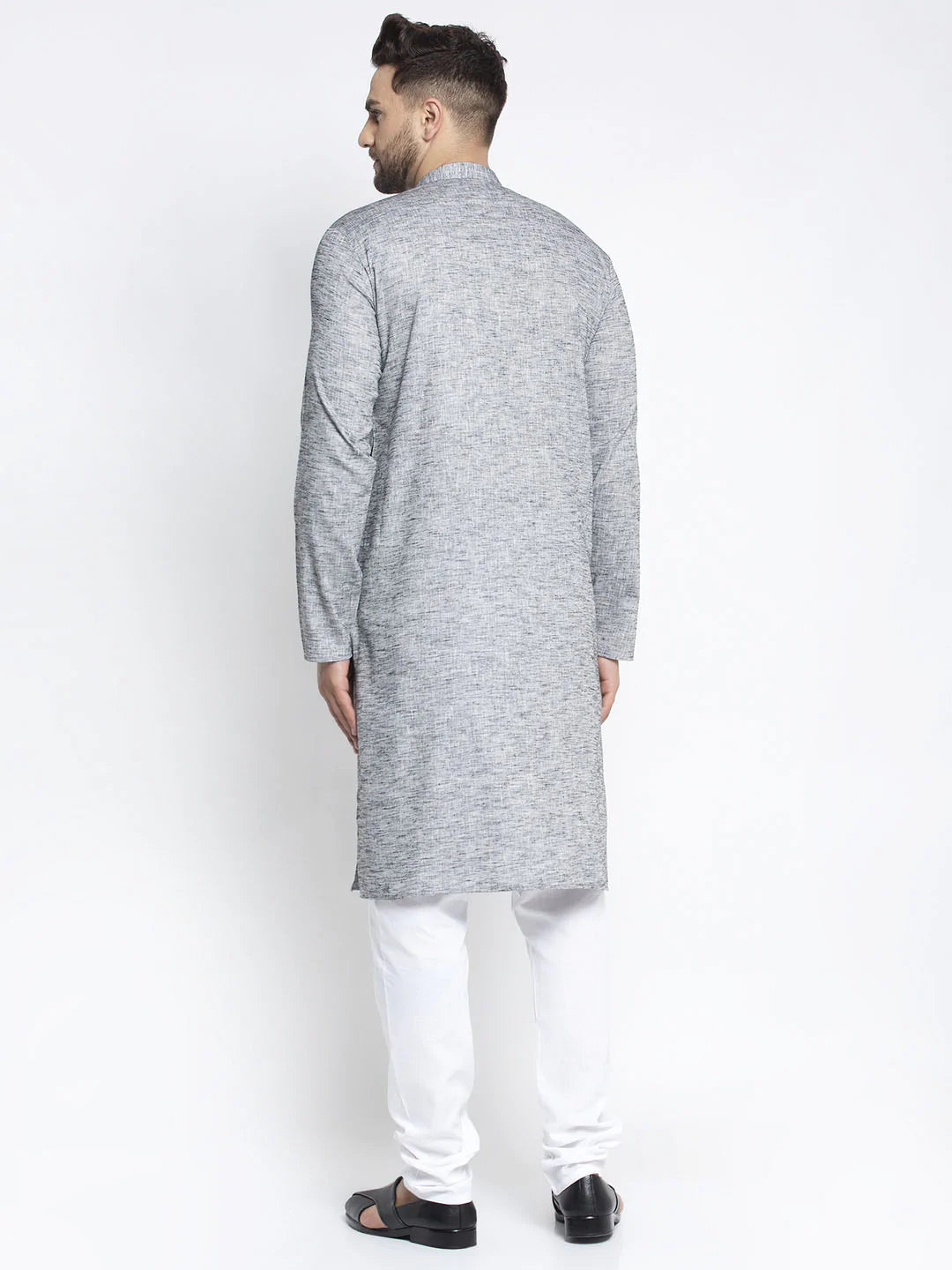 Jompers Men Grey & White Self Design Kurta with Pyjamas ( JOKP 638 Grey )