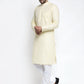 Jompers Men Lemon Yellow & White Self Design Kurta with Pyjamas ( JOKP 638 Lemon )